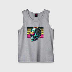 Майка детская хлопок Cyber skull - fantasy ai art, цвет: меланж