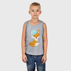 Майка детская хлопок Лисичка в шапке, цвет: меланж — фото 2