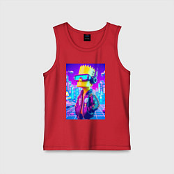 Майка детская хлопок Cyber Bart on a virtual glasses, цвет: красный