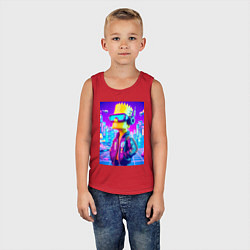 Майка детская хлопок Cyber Bart on a virtual glasses, цвет: красный — фото 2