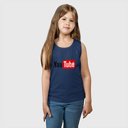 Майка детская хлопок You tube logo, цвет: тёмно-синий — фото 2