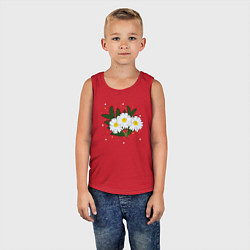 Майка детская хлопок Ромашка белая, цвет: красный — фото 2