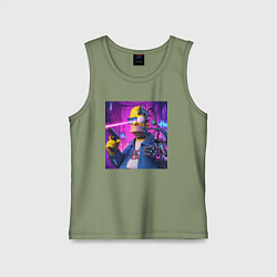 Майка детская хлопок Кибер Гомер Симпсон - нейросеть фантазия, цвет: авокадо