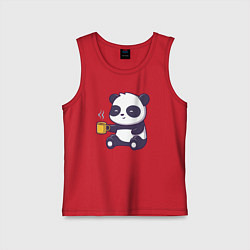 Майка детская хлопок Панда с кофе, цвет: красный