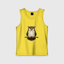 Майка детская хлопок Классная сова на ветке, цвет: желтый