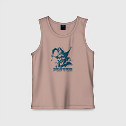 Майка детская хлопок Зловещий шут с жутким лицом, цвет: пыльно-розовый