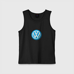 Майка детская хлопок Volkswagen logo blue, цвет: черный
