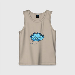 Майка детская хлопок Я не плачу - это просто дождь, цвет: миндальный