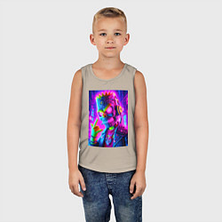 Майка детская хлопок Cyber skeleton of Bart Simpson - neon glow, цвет: миндальный — фото 2