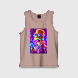 Майка детская хлопок Кибер Барт с пирсингом на языке - неоновое свечени, цвет: пыльно-розовый