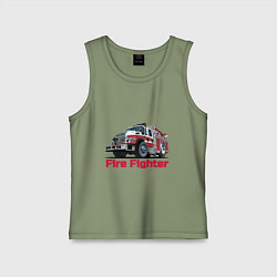Майка детская хлопок Fire fighter, цвет: авокадо