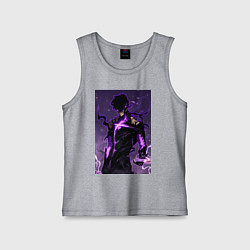 Майка детская хлопок Поднятие уровня в одиночку Джину Сон теневая броня, цвет: меланж