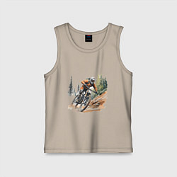 Майка детская хлопок Велоспорт горный спуск, цвет: миндальный