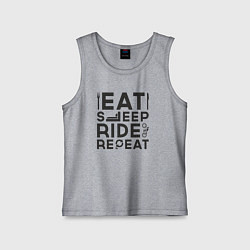 Майка детская хлопок Eat sleep ride repeat, цвет: меланж