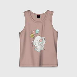 Майка детская хлопок Слоник на шариках, цвет: пыльно-розовый