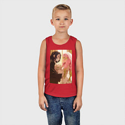 Майка детская хлопок Клинок, рассекающий демонов Обанай Игуро, цвет: красный — фото 2