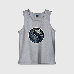 Майка детская хлопок Полнолуние ворон с мечом, цвет: меланж