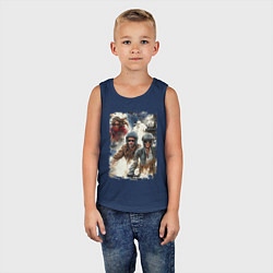 Майка детская хлопок Мотокросс -акварель, цвет: тёмно-синий — фото 2