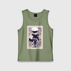 Майка детская хлопок Магическая битва Сатору Годзё арт повязка, цвет: авокадо