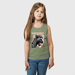 Майка детская хлопок Cool panther - punks not dead, цвет: авокадо — фото 2