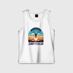 Майка детская хлопок Парашютист на фоне закатного неба ретро винтаж, цвет: белый