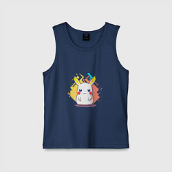 Майка детская хлопок Белый Пикачу, цвет: тёмно-синий