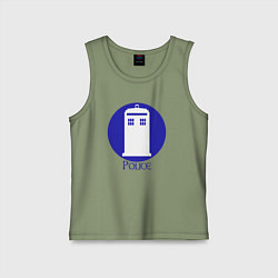 Майка детская хлопок Tardis police, цвет: авокадо