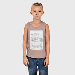 Майка детская хлопок Ford чертежи автомобиля, цвет: пыльно-розовый — фото 2