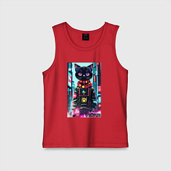 Детская майка Котёнок в мегаполисе - киберпанк