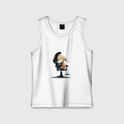 Майка детская хлопок Птица в барбершопе, цвет: белый