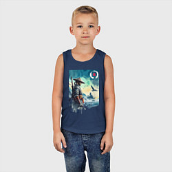 Майка детская хлопок Японский самурай - призрак Цусимы, цвет: тёмно-синий — фото 2