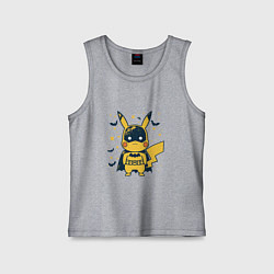 Майка детская хлопок Пикачу бэтмен, цвет: меланж