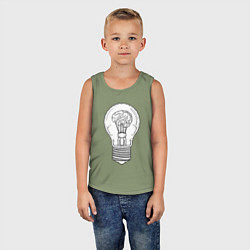 Майка детская хлопок Мозг и лампочка, цвет: авокадо — фото 2