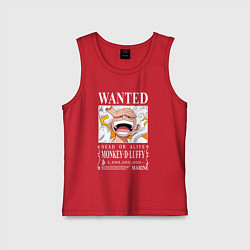 Майка детская хлопок Monkey D Luffy - wanted, цвет: красный