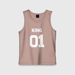 Майка детская хлопок Футбольная надпись 01 король, цвет: пыльно-розовый