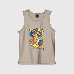 Майка детская хлопок Покемоны все Pokemons, цвет: миндальный
