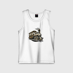 Майка детская хлопок Винтажный поезд 19 века, цвет: белый