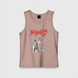 Майка детская хлопок Стрит арт граффити Бэнкси - мальчик, цвет: пыльно-розовый