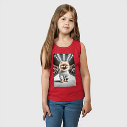 Майка детская хлопок Милый Шпиц на модном показе животных, цвет: красный — фото 2