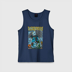 Майка детская хлопок Летающая обезьяна-монстр, цвет: тёмно-синий