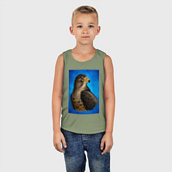 Майка детская хлопок Портрет футбольного сокола, цвет: авокадо — фото 2