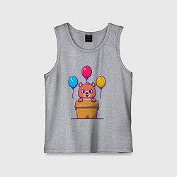 Майка детская хлопок Праздничный мишутка, цвет: меланж