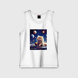 Майка детская хлопок Котик космос, цвет: белый