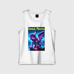 Майка детская хлопок Боевой Пикачу киборг, цвет: белый