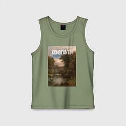 Майка детская хлопок Konstantin озеро в лесу, цвет: авокадо