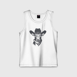 Майка детская хлопок Корова ковбой, цвет: белый