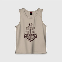 Майка детская хлопок Якорь и море, цвет: миндальный