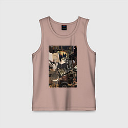 Майка детская хлопок Шахматы коллаж, цвет: пыльно-розовый