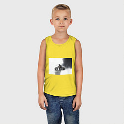 Майка детская хлопок Крутой байкер скетч, цвет: желтый — фото 2