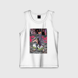 Майка детская хлопок Ван-Пис Зоро Ророноа техника, цвет: белый